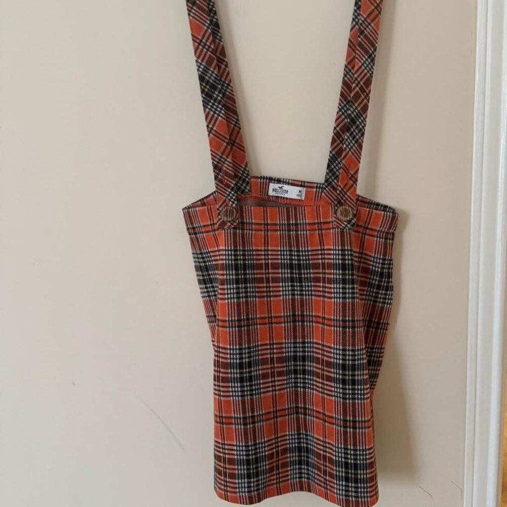 Holister skirt orange plaid with suspenders